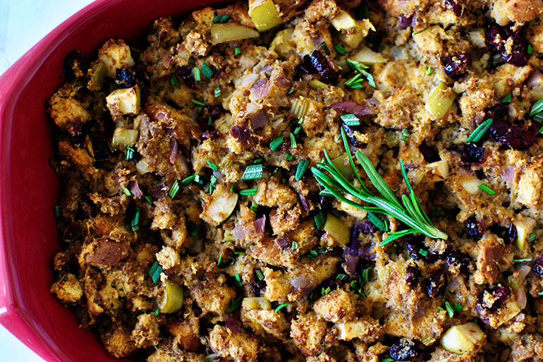 Vegan Cranberry Sausage Stuffing