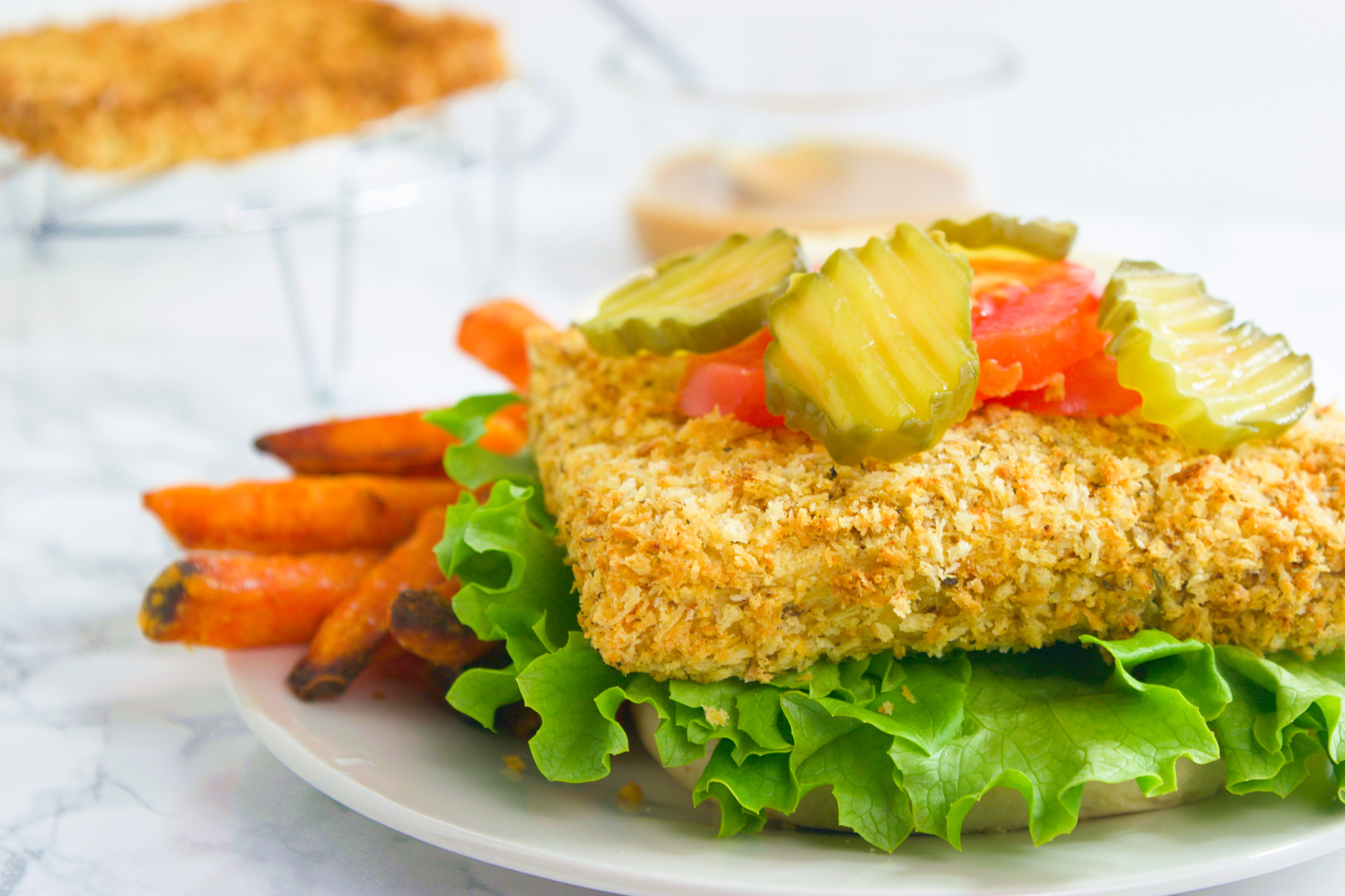 Air fried tofu sandwich