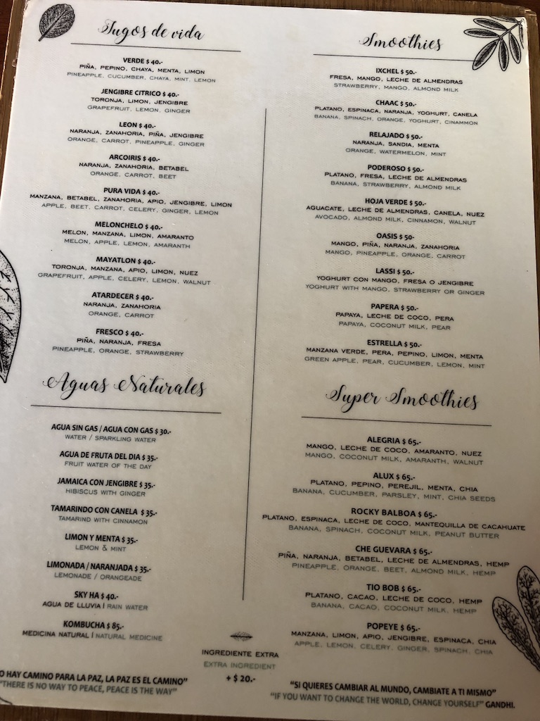 La Hoja Verde menu