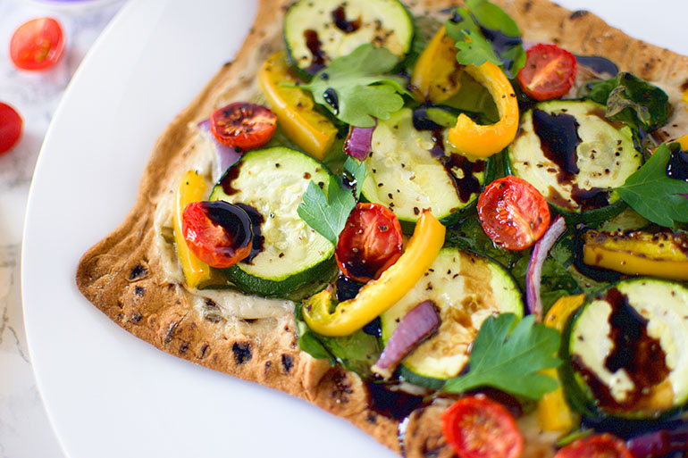 Roasted Veggie Flatbread ICanYouCanVegan ICanYouCanVegan Roasted