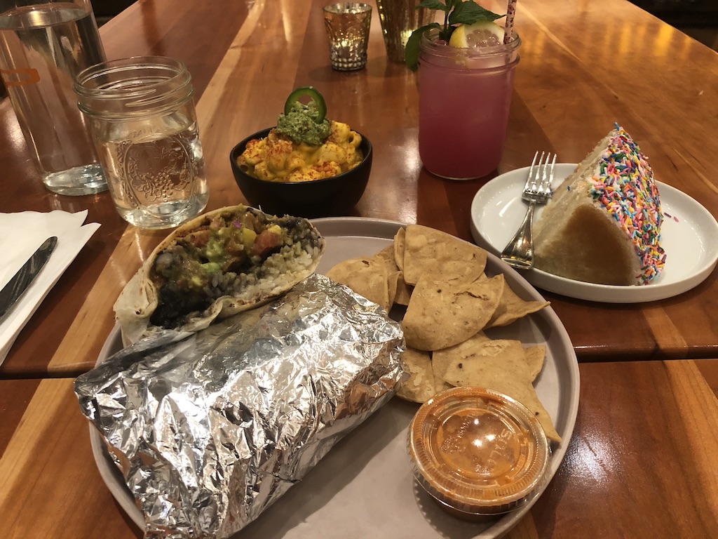 vegan burrito with tortilla chips