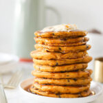 Vegan Pumpkin Spice Chocolate Chip Pancakes