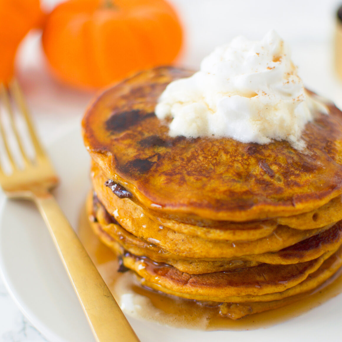 Pumpkin Spice Chocolate Chip Pancakes