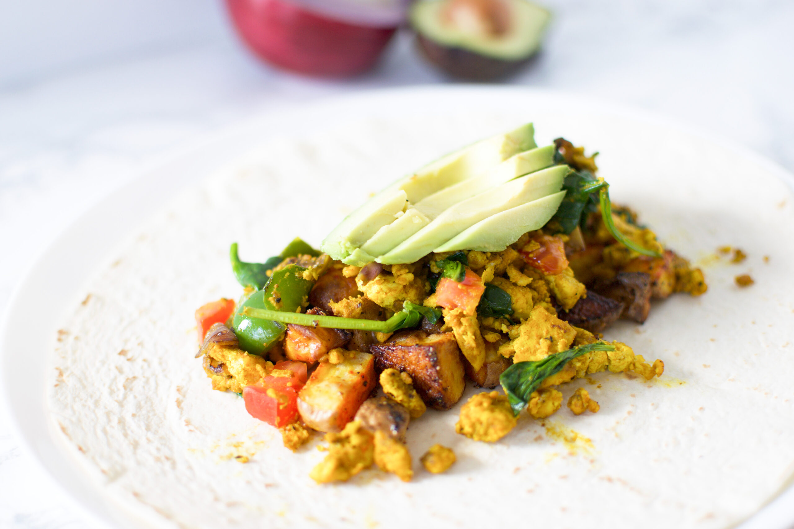 Scrambled Tofu + Potato Breakfast Wrap