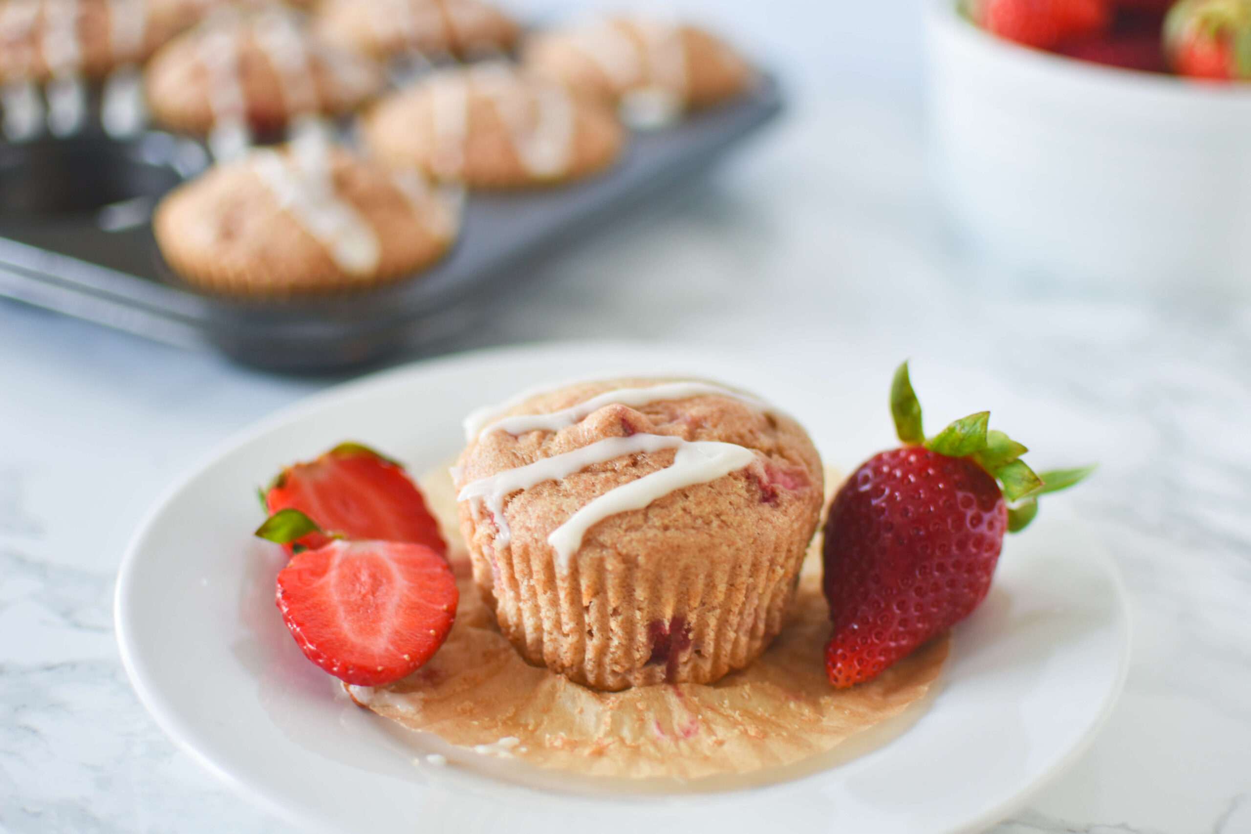 Whole Wheat Vegan Strawberry Muffins