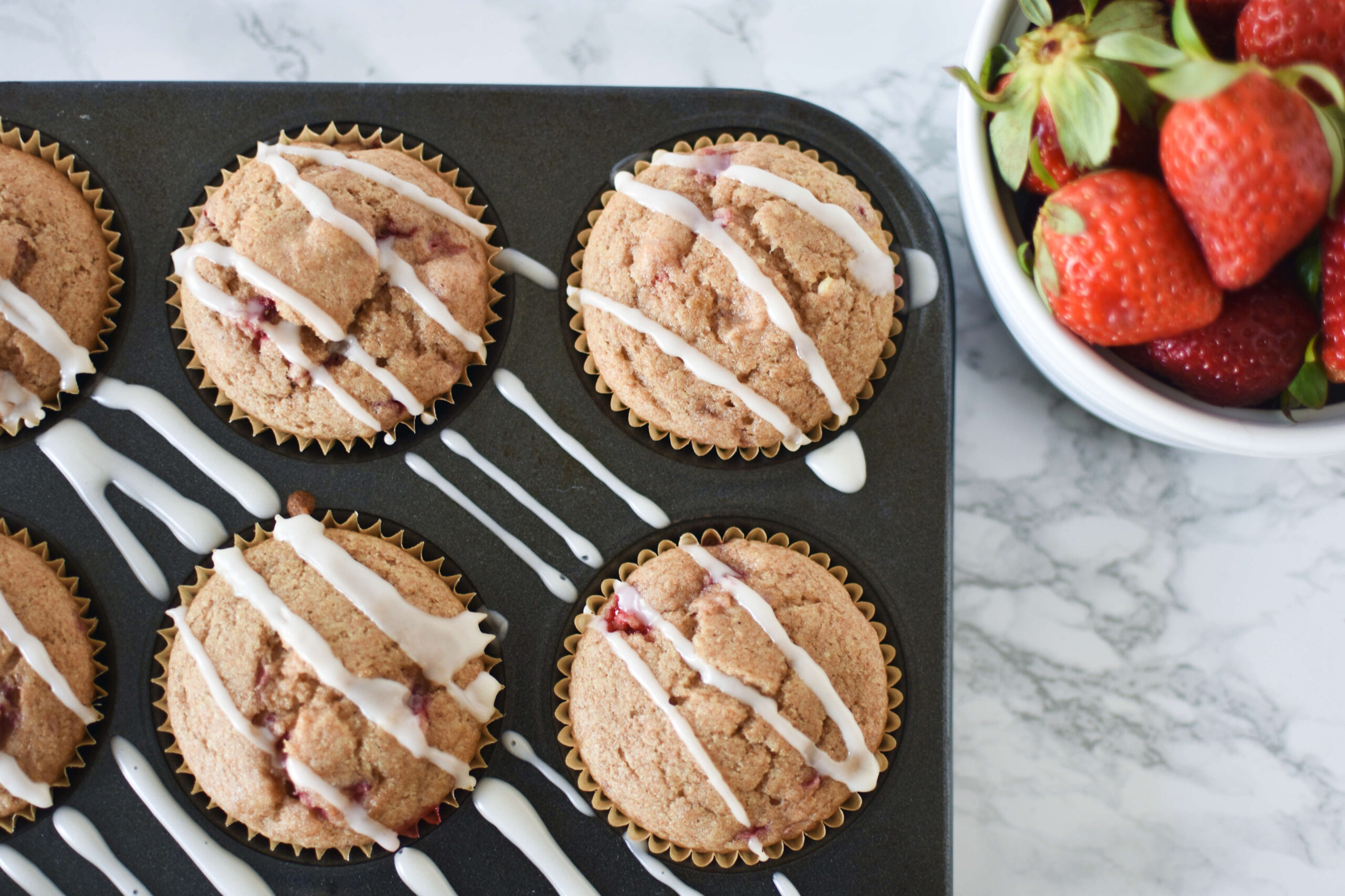 Whole Wheat Vegan Strawberry Muffins