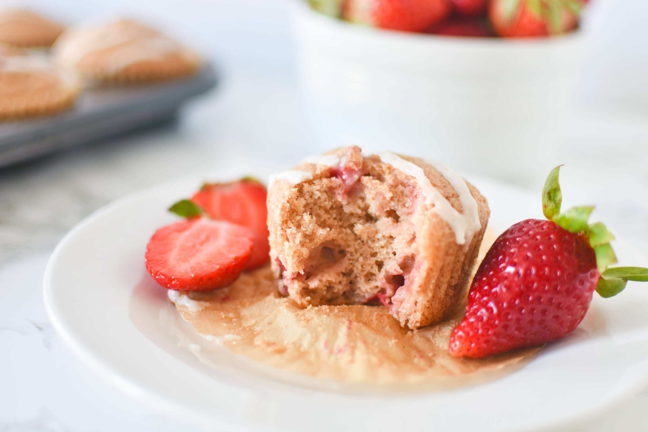 Whole Wheat Vegan Strawberry Muffins