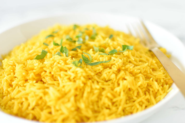 Coconut Turmeric Rice in the plate