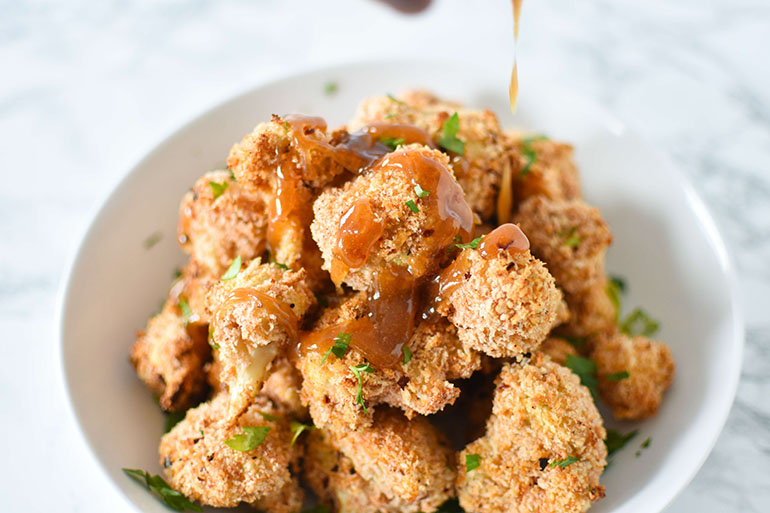 Spicy Cauliflower Wings + Maple Glaze