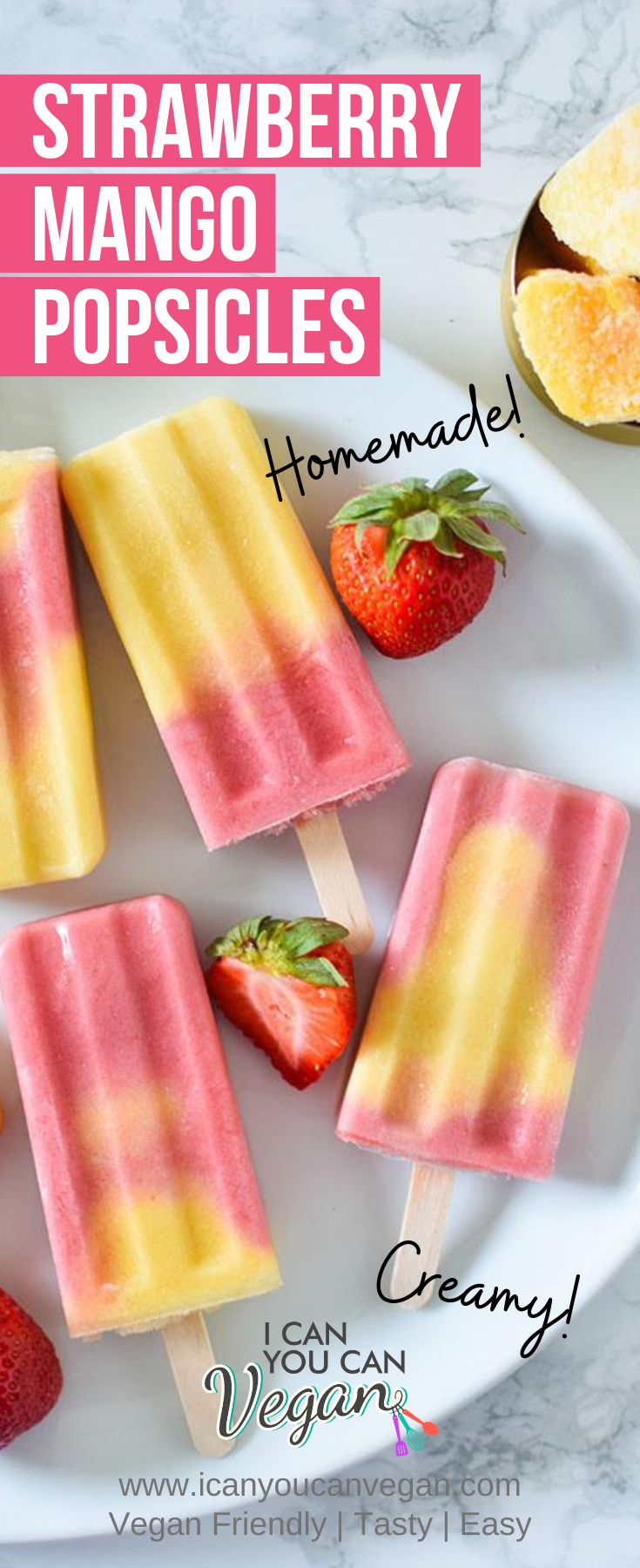 Strawberry Mango Popsicles