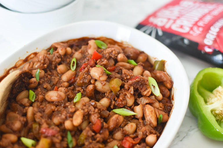 Vegan Beefy Homemade Baked Beans from Scratch in bowl