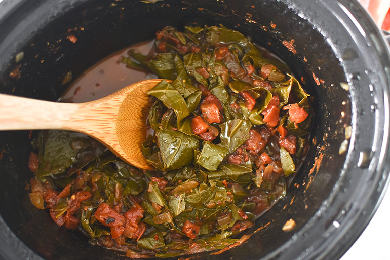 Southern Collard Greens in white dish