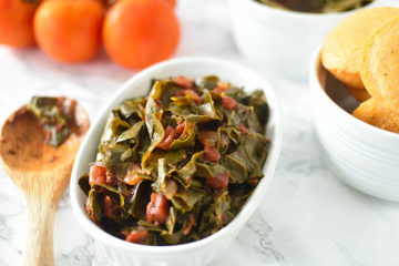 Southern Collard Greens in white dish