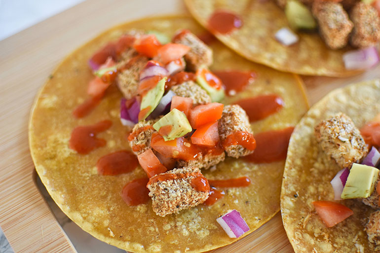 Crispy Air Fried Vegan "Chicken" Tacos