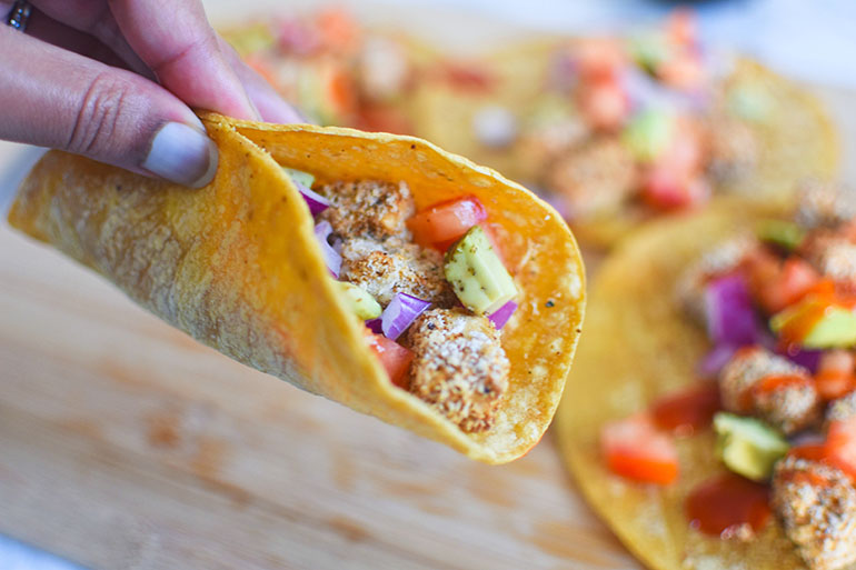 Crispy Air Fried Vegan "Chicken" Tacos