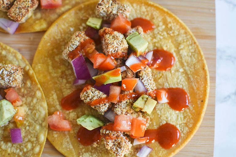 Crispy Air Fried Vegan Chicken Tacos