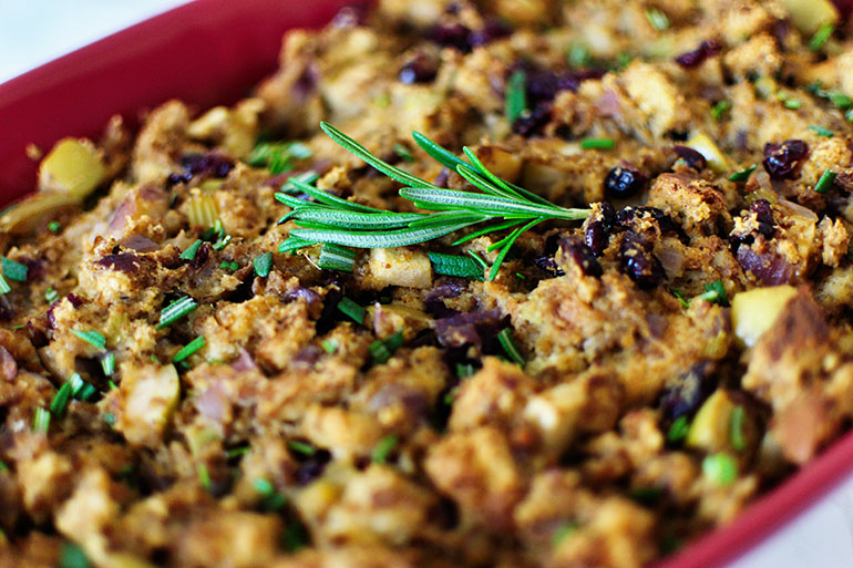 Vegan Cranberry Sausage Stuffing