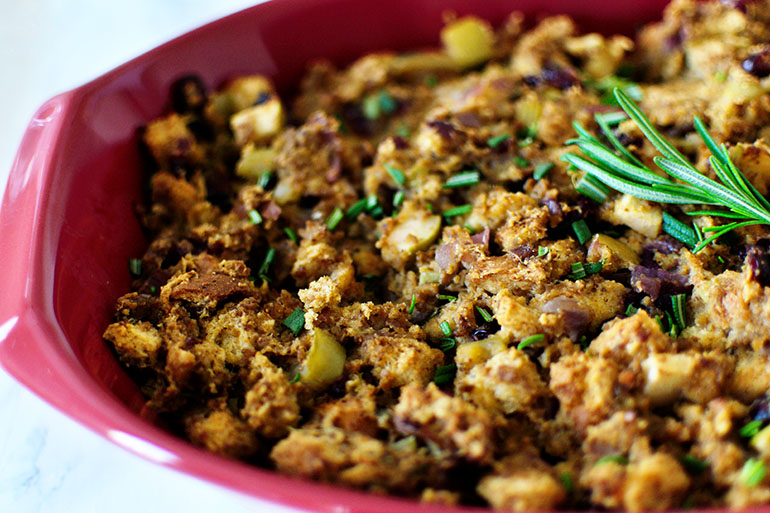 Vegan Cranberry Sausage Stuffing