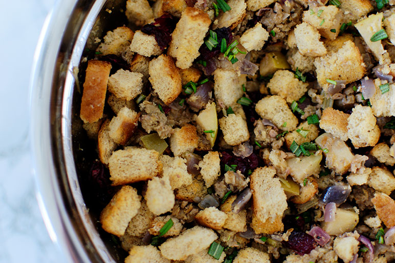 Vegan Cranberry Sausage Stuffing