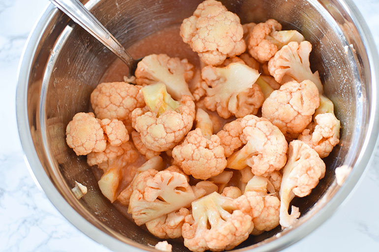 Spicy Chicken Fried Cauliflower in Buttermilk 