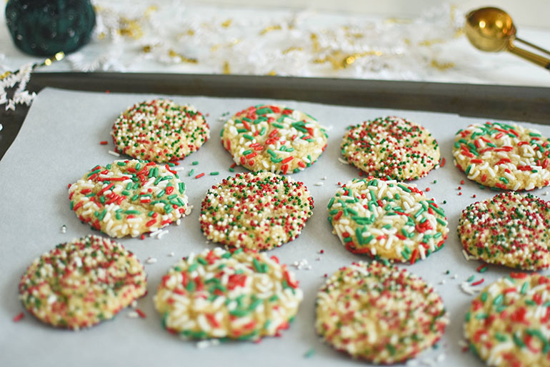 Vegan Christmas Sprinkle Sugar Cookies