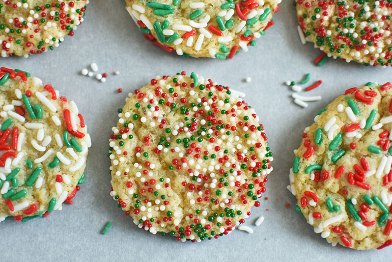 Vegan Christmas Sprinkle Sugar Cookies