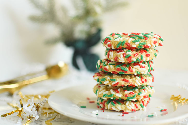 Vegan Christmas Sprinkle Sugar Cookies