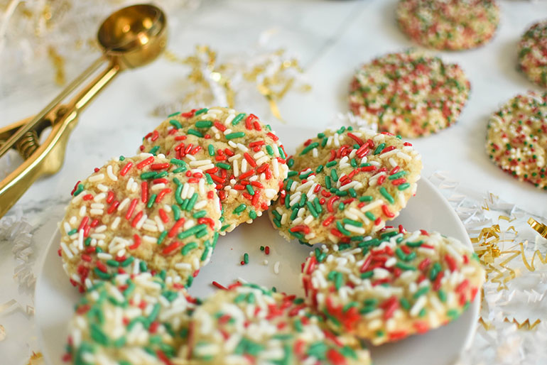 Vegan Christmas Sprinkle Sugar Cookies
