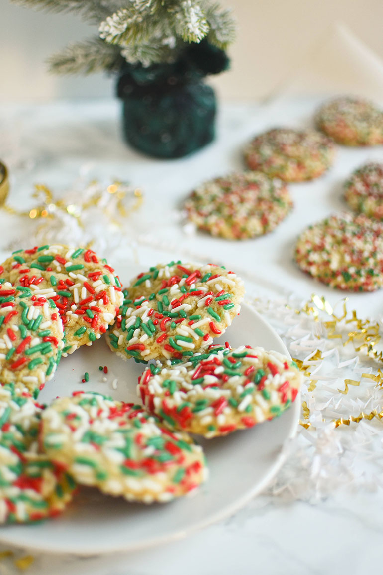 Vegan Christmas Sprinkle Sugar Cookies