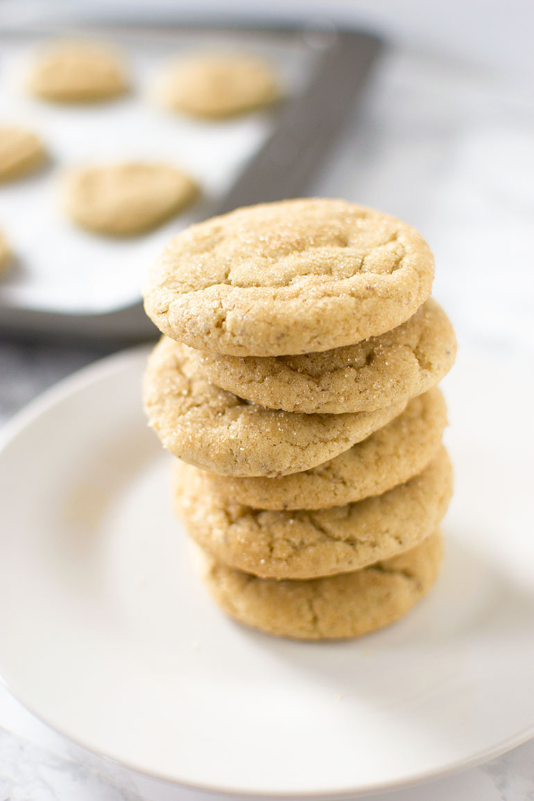 Vegan Brown Sugar Cookies stack on white plate