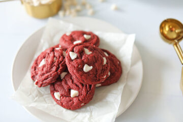 Vegan Red Velvet White Chocolate Chip Cookies