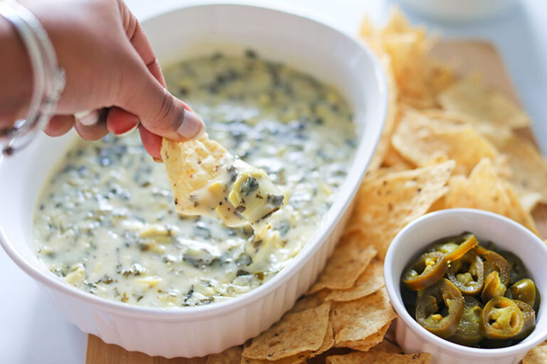 Easy Vegan Spinach Artichoke Dip (Cashew + Nut Free!) I Can You Can Vegan