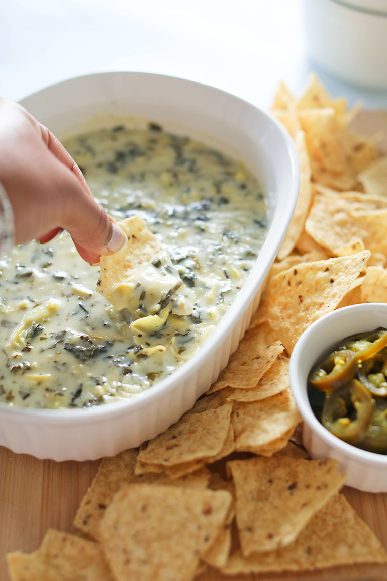 Easy Vegan Spinach Artichoke Dip (Cashew + Nut Free!) I Can You Can Vegan