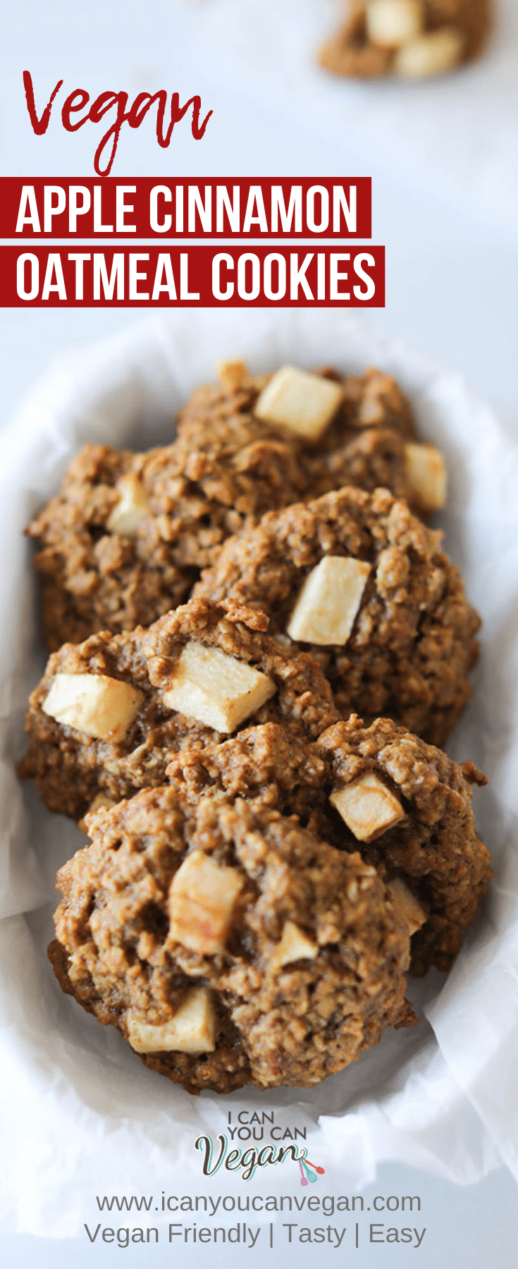 Vegan Apple Cinnamon Oatmeal Cookies