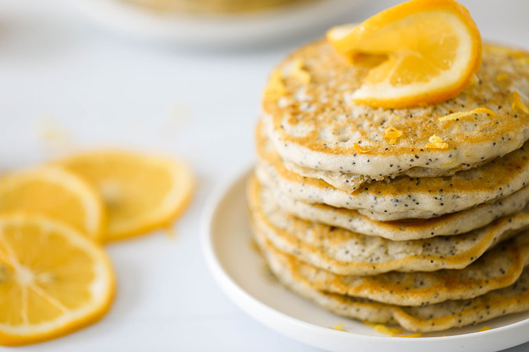 Vegan Lemon Poppy Seed Pancakes