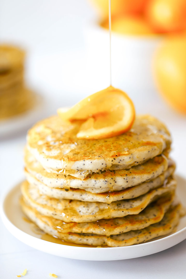 Vegan Lemon Poppy Seed Pancakes