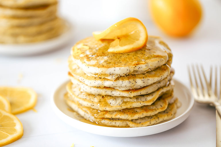 Vegan Lemon Poppy Seed Pancakes