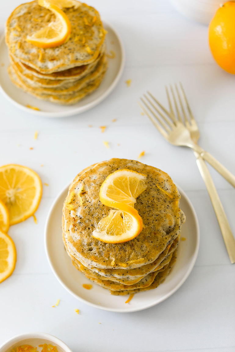 Vegan Lemon Poppy Seed Pancakes