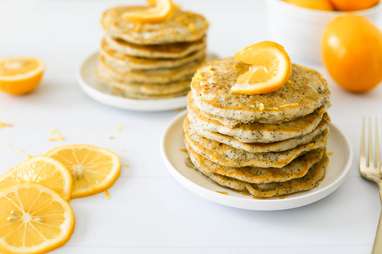 Vegan Lemon Poppy Seed Pancakes