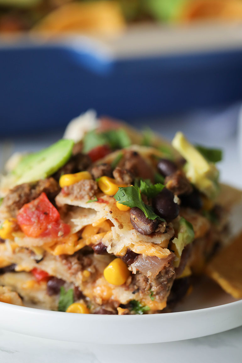 Vegan Taco Casserole closeup 