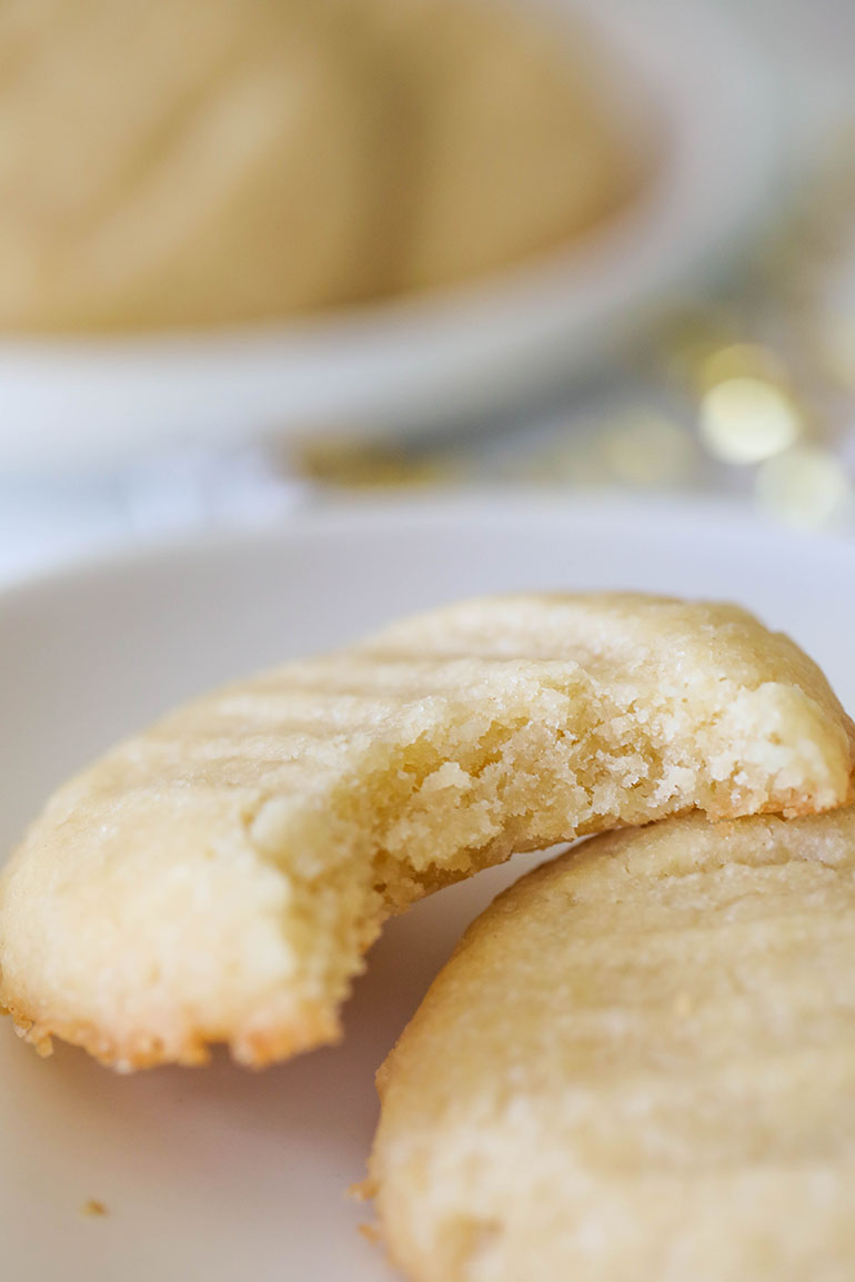 Vegan Butter Cookies with bite missing