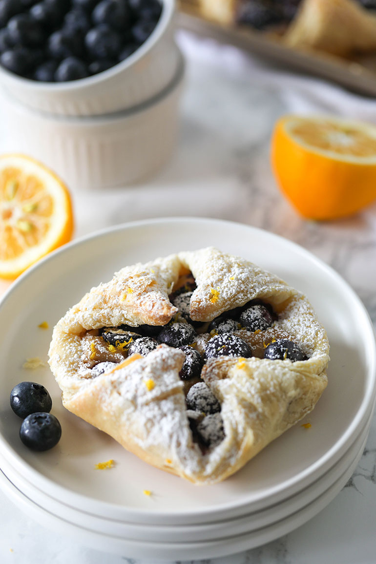 Vegan Blueberry Cream Cheese Danish on white plate