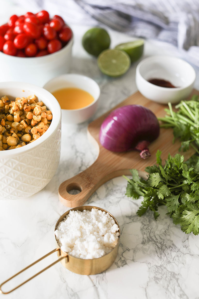 Vegan Corn Salad with Feta Cheese