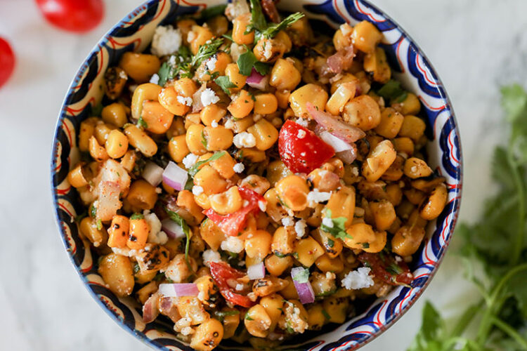 Vegan Corn Salad with Feta Cheese