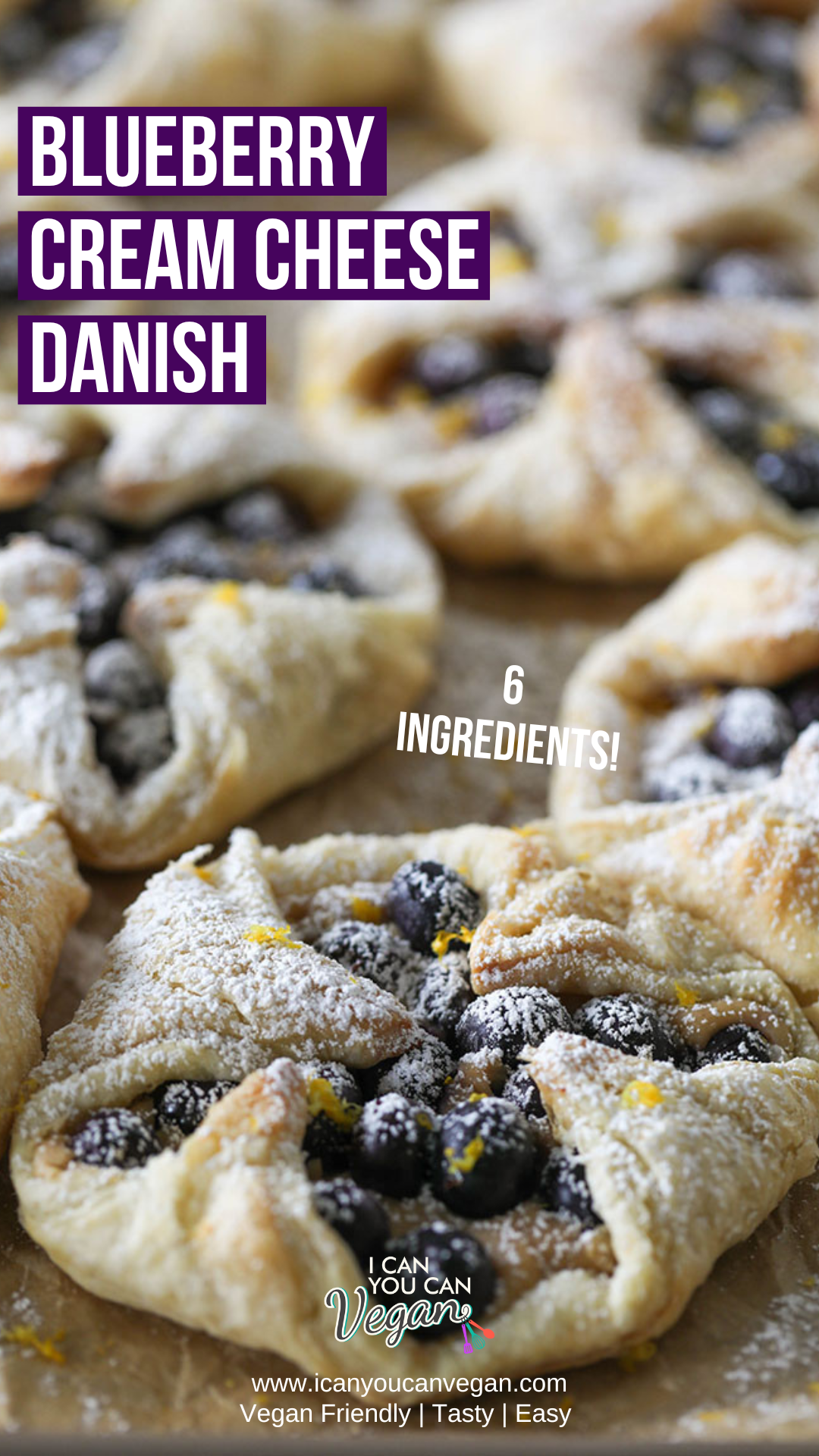 Group of Vegan Blueberry Cream Cheese Danishes