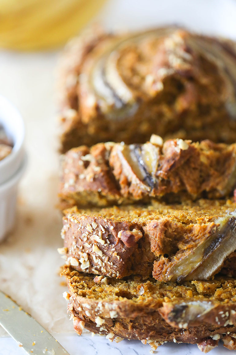 Vegan Banana Pumpkin Bread sliced