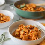 Creamy Vegan Pumpkin Pasta in two white bowls