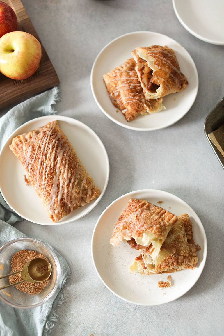 Easy Vegan Apple Butter Hand Pies on white plates