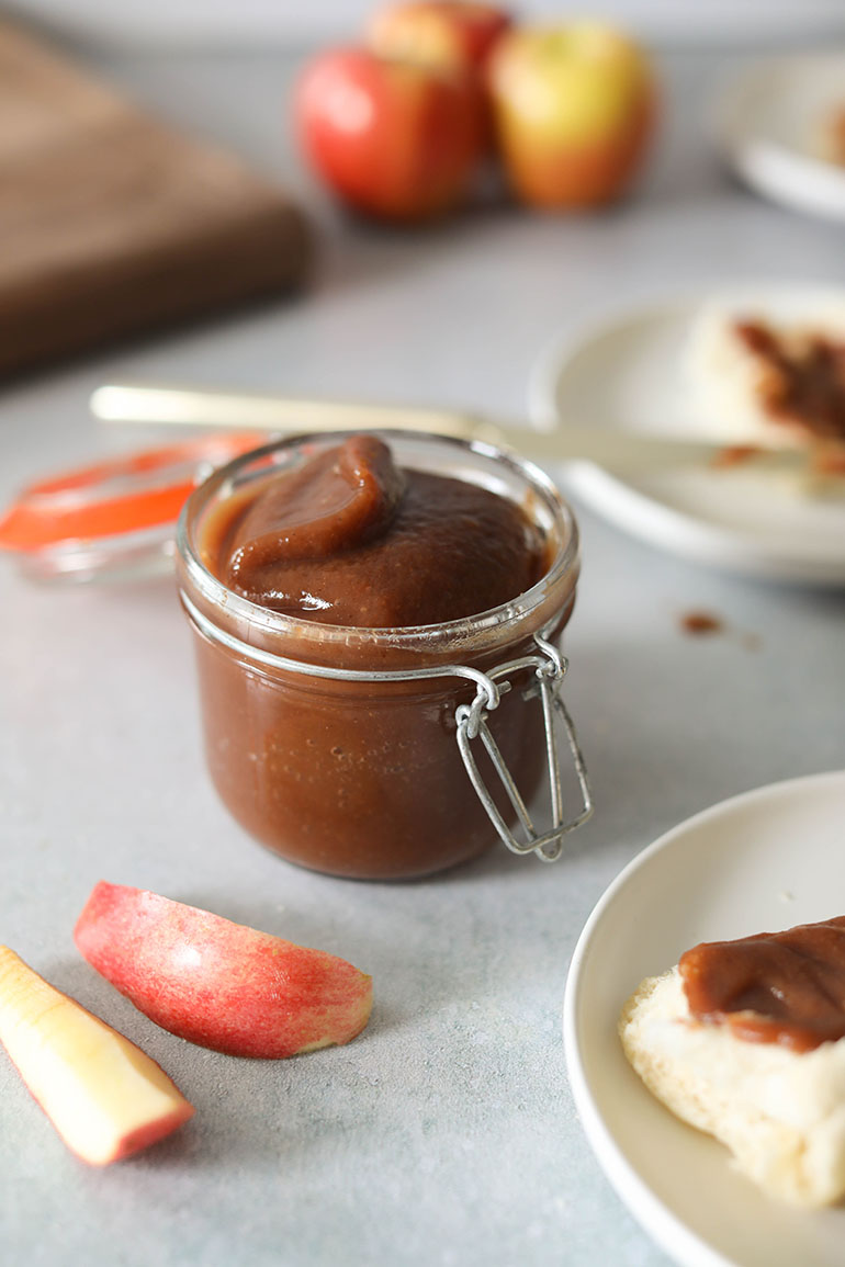 Slow Cooker Apple Butter in jar