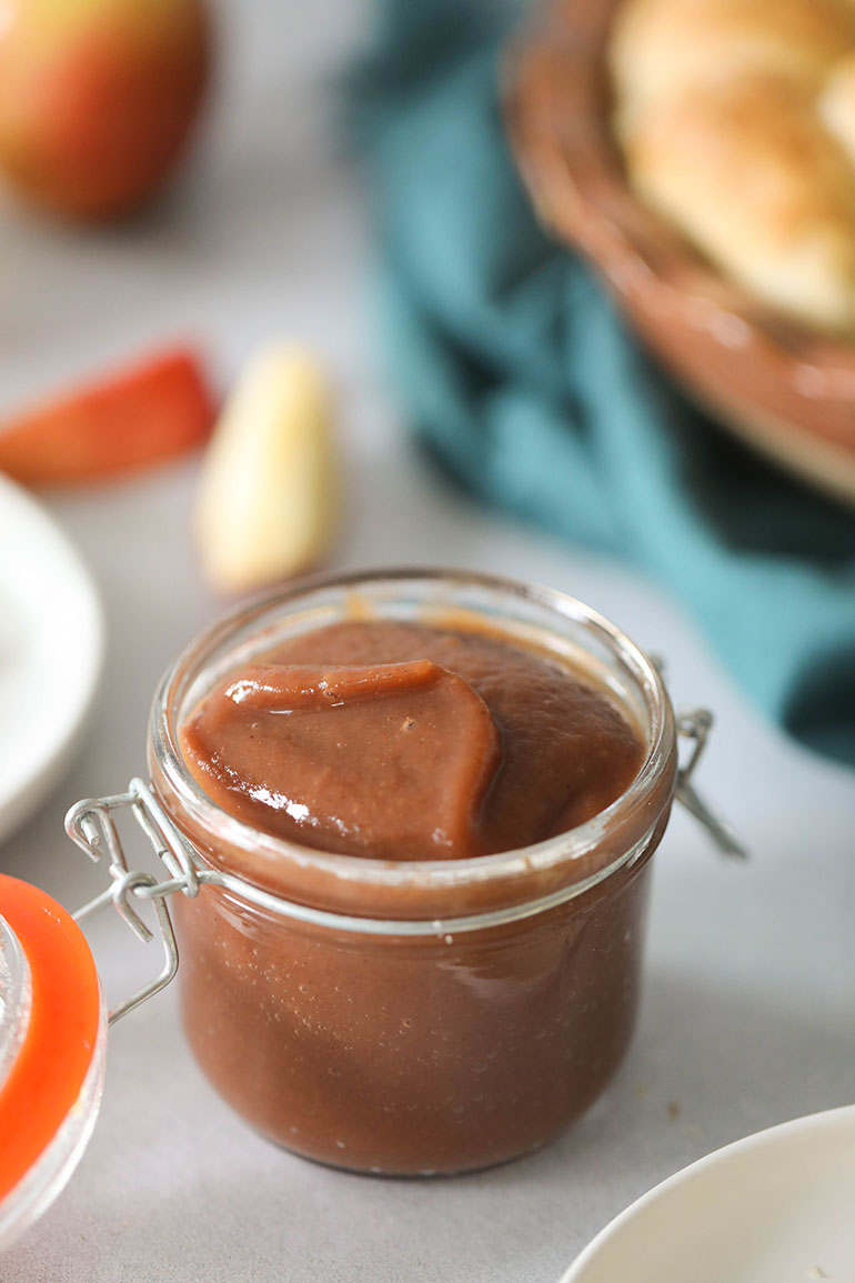 Slow Cooker Apple Butter in jar